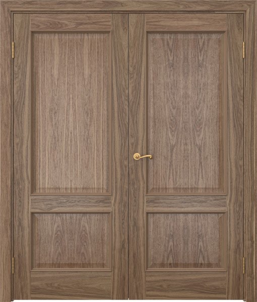 Распашная двустворчатая дверь SK011 (шпон американский орех, глухая)
