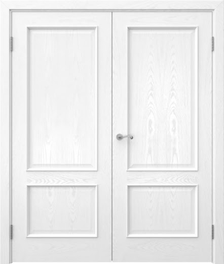 Распашная двустворчатая дверь SK011 (шпон ясень белый, глухая)