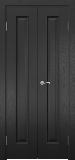 Распашная двустворчатая дверь SK013 (шпон ясень черный, глухая, 40 см)