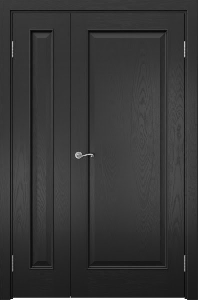 Распашная полуторная дверь SK013 (шпон ясень черный, глухая)
