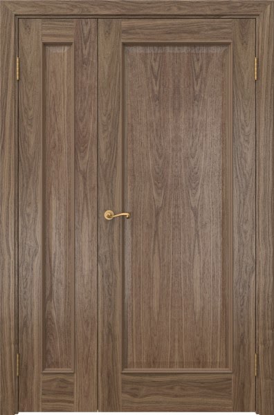 Распашная полуторная дверь SK013 (шпон американский орех, глухая)