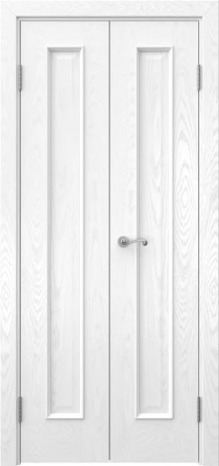 Распашная двустворчатая дверь SK013 (шпон ясень белый, глухая, 40 см)