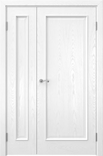 Распашная полуторная дверь SK013 (шпон ясень белый, глухая)