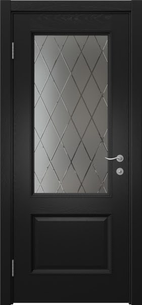 Межкомнатная дверь SK014 (шпон ясень черный, сатинат ромб)