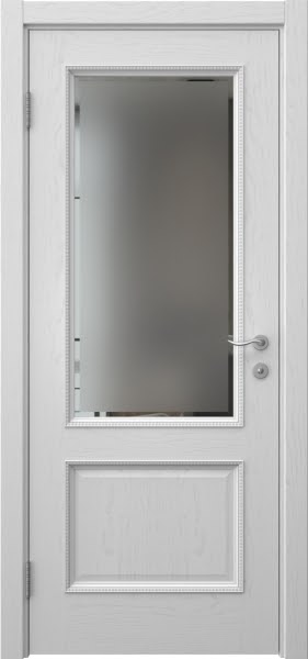 Межкомнатная дверь SK014 (шпон ясень светло-серый, стекло с фацетом)