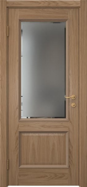 Межкомнатная дверь SK014 (шпон дуб светлый, стекло с фацетом)