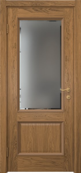 Межкомнатная дверь SK014 (шпон дуб античный с патиной, стекло с фацетом)