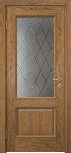 Межкомнатная дверь SK014 (шпон дуб античный с патиной, сатинат ромб)