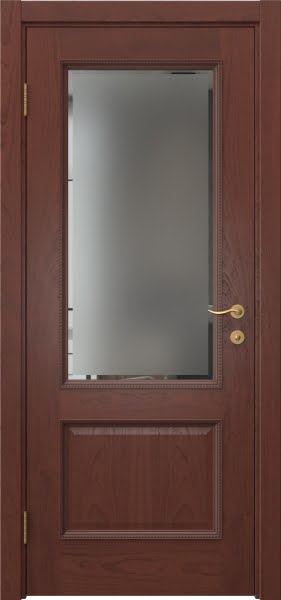 Межкомнатная дверь SK014 (шпон красное дерево, стекло с фацетом)