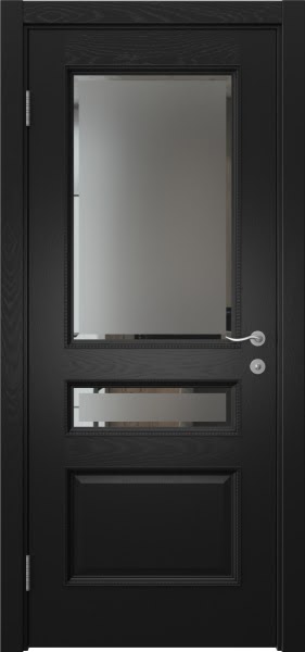 Межкомнатная дверь SK015 (шпон ясень черный, стекло с фацетом)