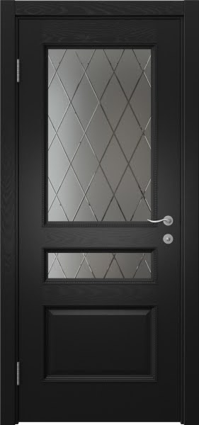 Межкомнатная дверь SK015 (шпон ясень черный, сатинат ромб)