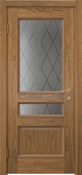Межкомнатная дверь SK015 (шпон дуб античный с патиной, сатинат ромб)