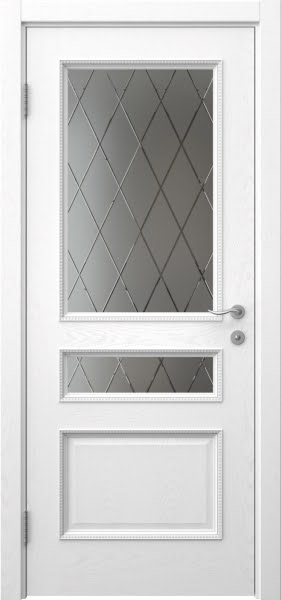 Межкомнатная дверь SK015 (шпон ясень белый, сатинат ромб)