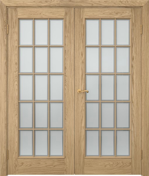 Распашная двустворчатая дверь SK005 (шпон натурального дуба, сатинат рамка)