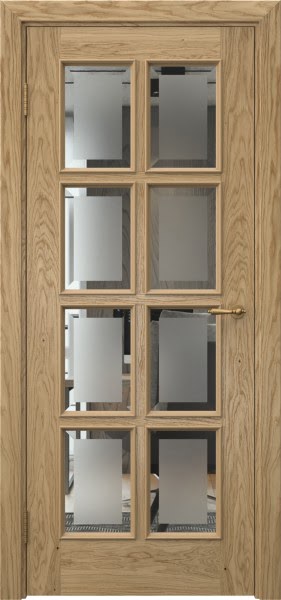 Межкомнатная дверь SK016 (натуральный шпон дуба, стекло с фацетом)