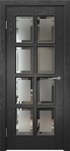 Межкомнатная дверь SK016 (шпон ясень черный, стекло с фацетом)