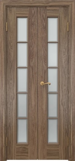 Распашная двустворчатая дверь SK005 (шпон американский орех, сатинат рамка, 40 см)