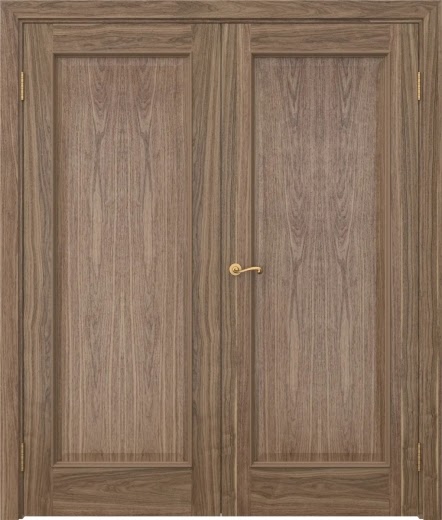 Распашная двустворчатая дверь SK005 (шпон американский орех, глухая)