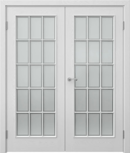 Распашная двустворчатая дверь SK005 (шпон ясень серый, сатинат рамка)