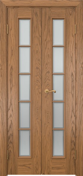 Распашная двустворчатая дверь SK005 (шпон «дуб античный с патиной», сатинат рамка, 40 см)