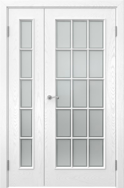 Распашная полуторная дверь SK005 (шпон ясень белый, сатинат рамка)