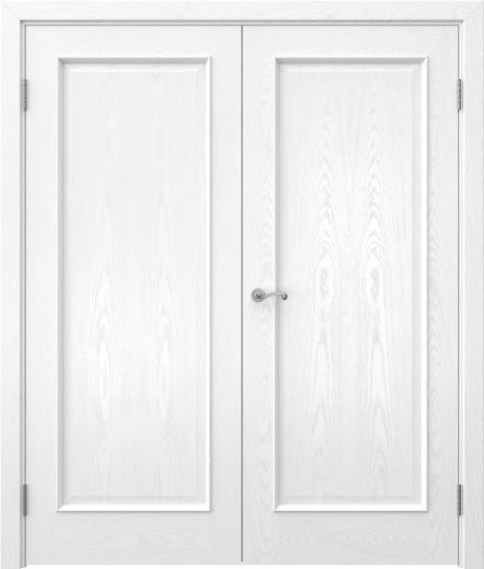 Распашная двустворчатая дверь SK005 (шпон ясень белый, глухая)
