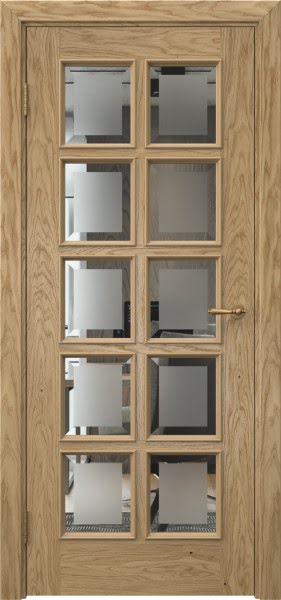 Межкомнатная дверь SK017 (натуральный шпон дуба, стекло с фацетом)