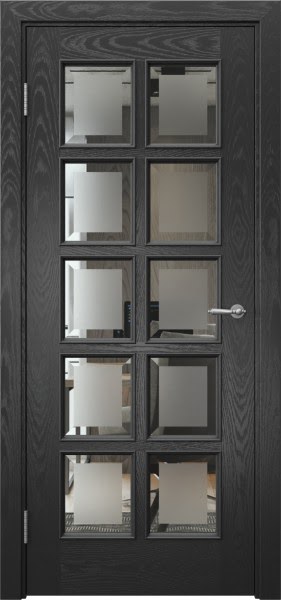 Межкомнатная дверь SK017 (шпон ясень черный, стекло с фацетом)