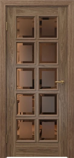 Межкомнатная дверь SK017 (шпон американский орех, стекло бронзовое с фацетом)