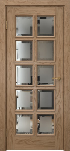 Межкомнатная дверь SK017 (шпон дуб светлый, стекло с фацетом)