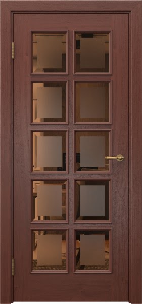 Межкомнатная дверь SK017 (шпон красное дерево, стекло бронзовое с фацетом)
