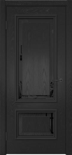 Межкомнатная дверь SK022 (шпон ясень черный, триплекс черный)