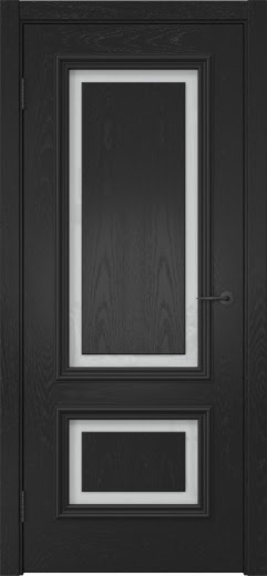 Межкомнатная дверь SK022 (шпон ясень черный, триплекс белый)