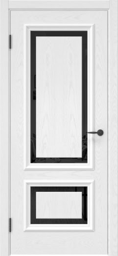 Межкомнатная дверь SK022 (шпон ясень белый, триплекс черный)