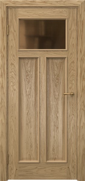 Межкомнатная дверь SL001 (натуральный шпон дуба, стекло бронзовое кризет)