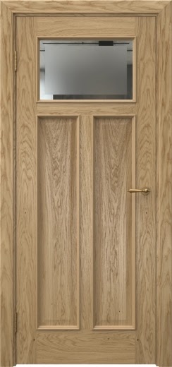 Межкомнатная дверь SL001 (натуральный шпон дуба, стекло с фацетом)