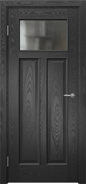 Межкомнатная дверь SL001 (шпон ясень черный, стекло кризет)