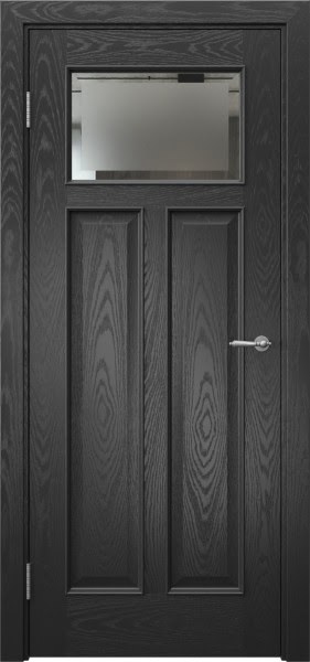 Межкомнатная дверь SL001 (шпон ясень черный, стекло с фацетом)