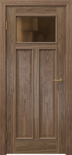 Межкомнатная дверь SL001 (шпон американский орех, стекло бронзовое кризет)