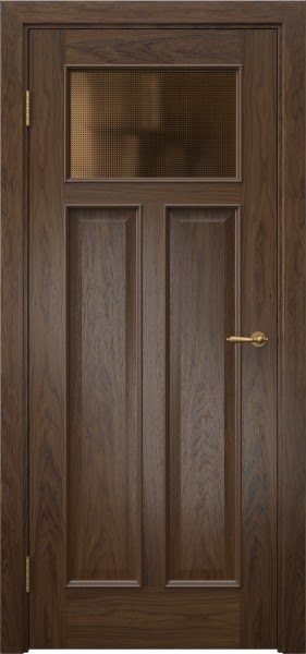 Межкомнатная дверь SL001 (шпон мореный дуб, стекло бронзовое кризет)
