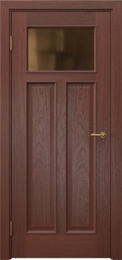 Межкомнатная дверь SL001 (шпон красное дерево, стекло бронзовое кризет)