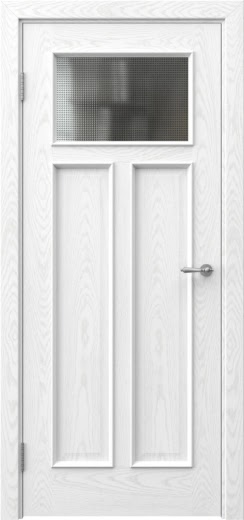 Межкомнатная дверь SL001 (шпон ясень белый, стекло кризет)