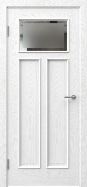 Межкомнатная дверь SL001 (шпон ясень белый, стекло с фацетом)
