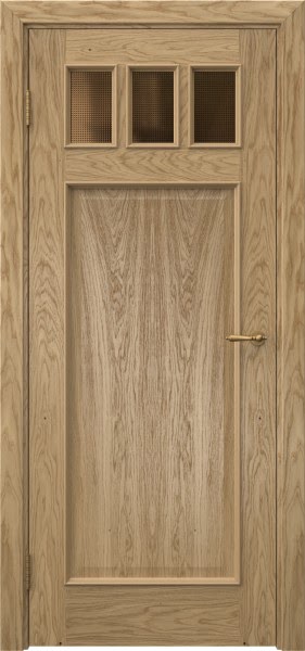 Межкомнатная дверь SL002 (натуральный шпон дуба, стекло бронзовое кризет)
