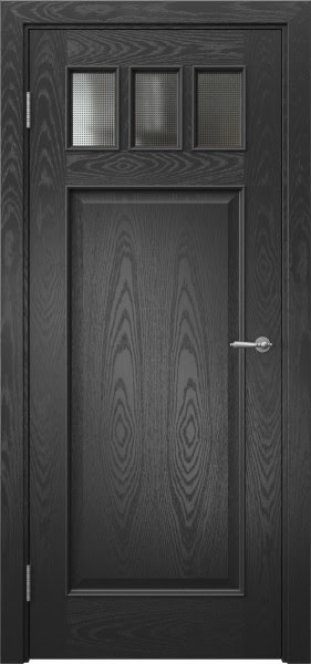 Межкомнатная дверь SL002 (шпон ясень черный, стекло кризет)