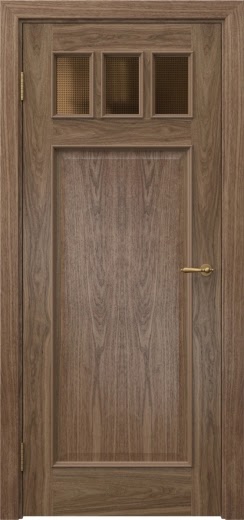 Межкомнатная дверь SL002 (шпон американский орех, стекло бронзовое кризет)