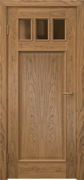 Межкомнатная дверь SL002 (шпон дуб античный с патиной, стекло бронзовое кризет)