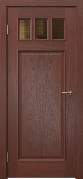 Межкомнатная дверь SL002 (шпон красное дерево, стекло бронзовое кризет)