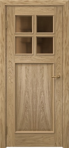 Межкомнатная дверь SL004 (натуральный шпон дуба, стекло бронзовое кризет)