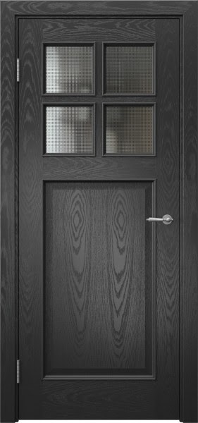 Межкомнатная дверь SL004 (шпон ясень черный, стекло кризет)